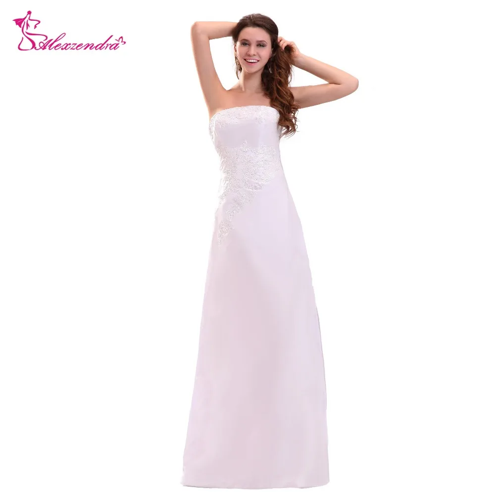 

Alexzendra Vestido De Noiva Long A Line Strapless Wedding Dress Plus Size Simple Wedding Bridal Gowns