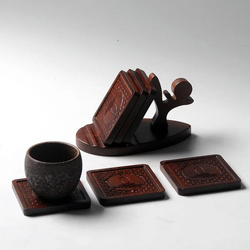 6 шт. креативная чашка Gongfu для чая кофе коврик из натурального бамбука