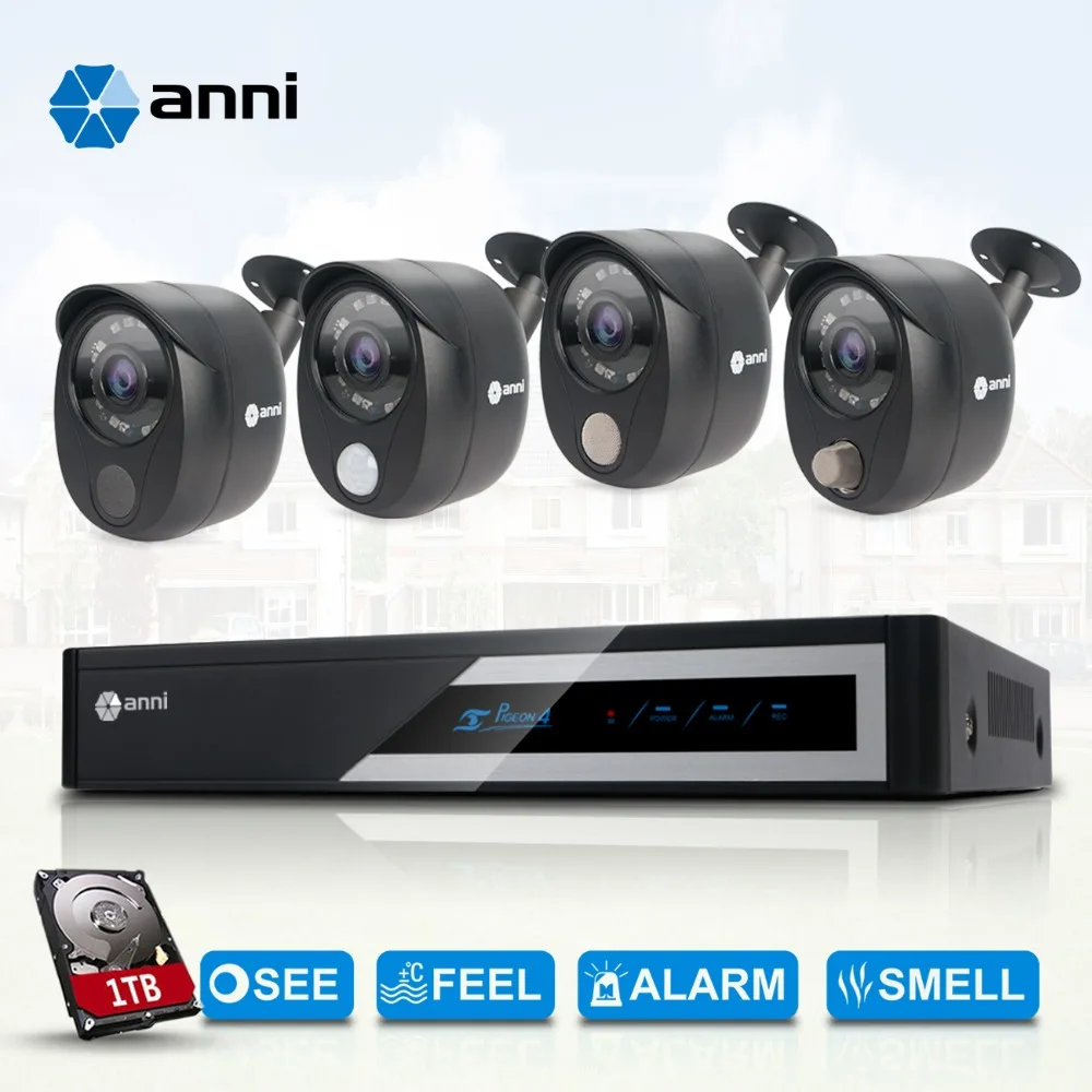 ANNI 1080N HD внутренняя система камер домашней безопасности с 4 шт. 1080P Цифровая камера