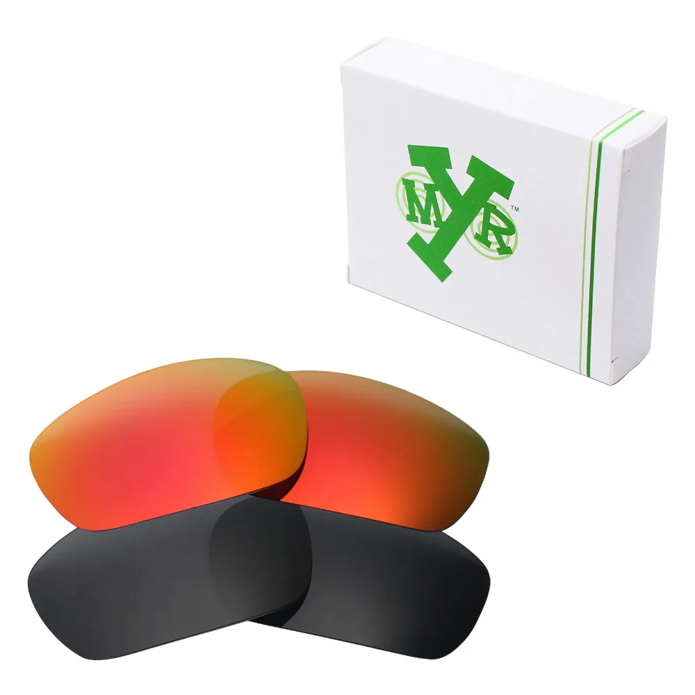 

2 Pairs Mryok POLARIZED Replacement Lenses for Oakley Jawbone Sunglasses Stealth Black & Fire Red