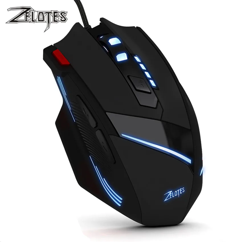 ZELOTES T 60 Проводная оптическая игровая мышь USB 7 кнопок 3200 точек/дюйм компьютерная