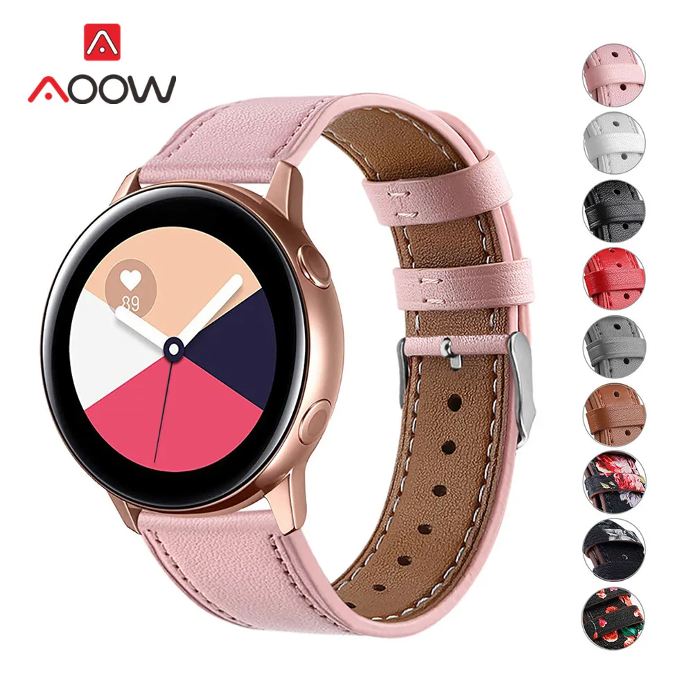 Ремешок из натуральной кожи с цветочным принтом для Samsung Galaxy Watch Active 42 мм Gear S2