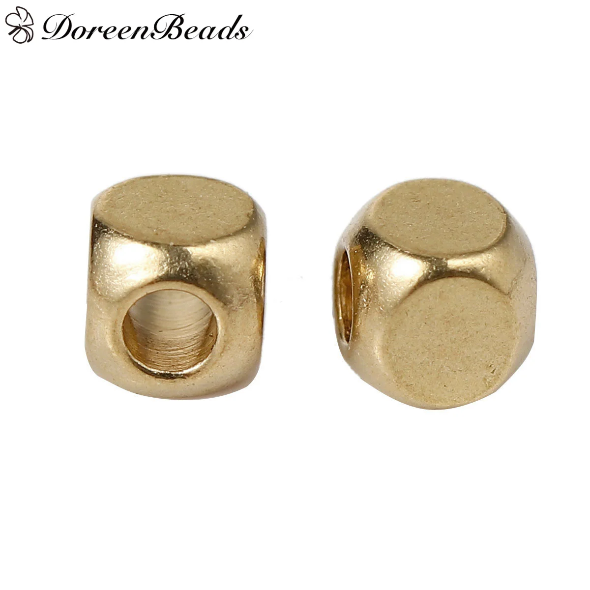DoreenBeads медные бусины-разделители куб латунь цвет около 3 мм(1/") х 3 мм(1/8"), отверстие: Приблизительно 1,5 мм, 500 шт