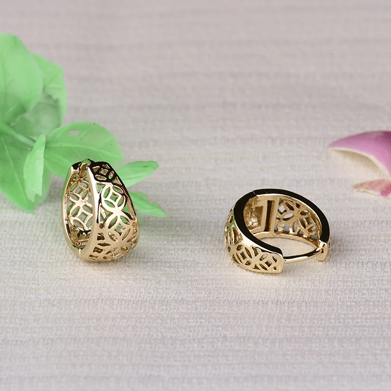 Женские круглые серьги-кольца Винтажные серьги золотого цвета E403 | Украшения и