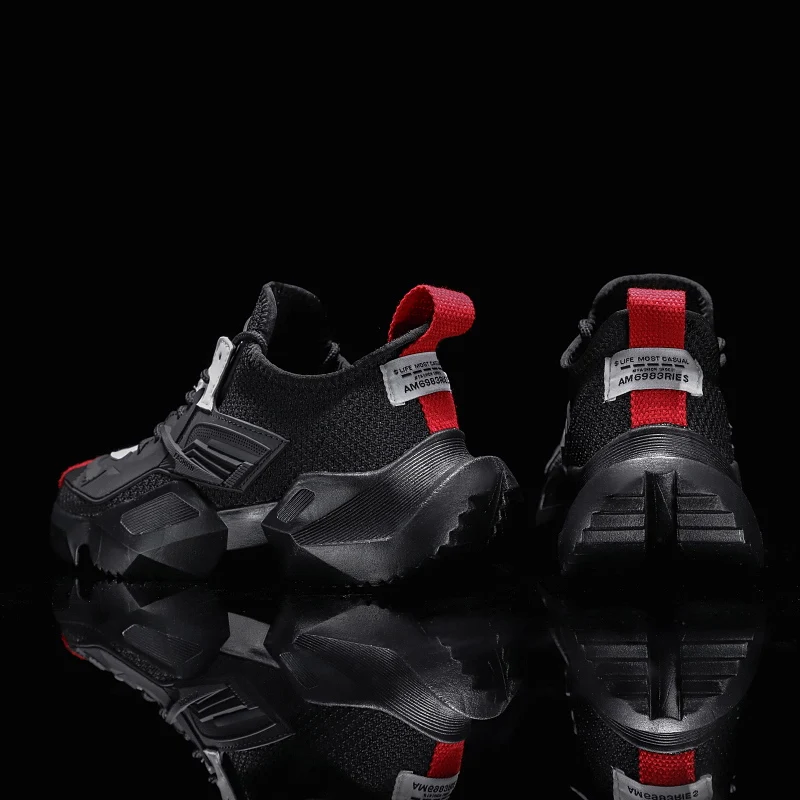 New Sneakers Men Shoes Casual mesh White Lace Up Comfortable Outdoor Breathable Fashion Heightening black Leather Shoes Male