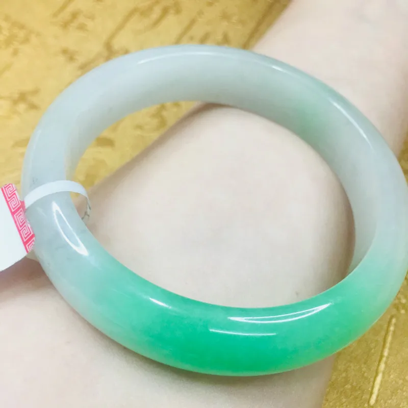 

Send A certificate natural Jadeite bracelet Jingyang green 54-61mm two-color elegant female bracelet Jewelry gift
