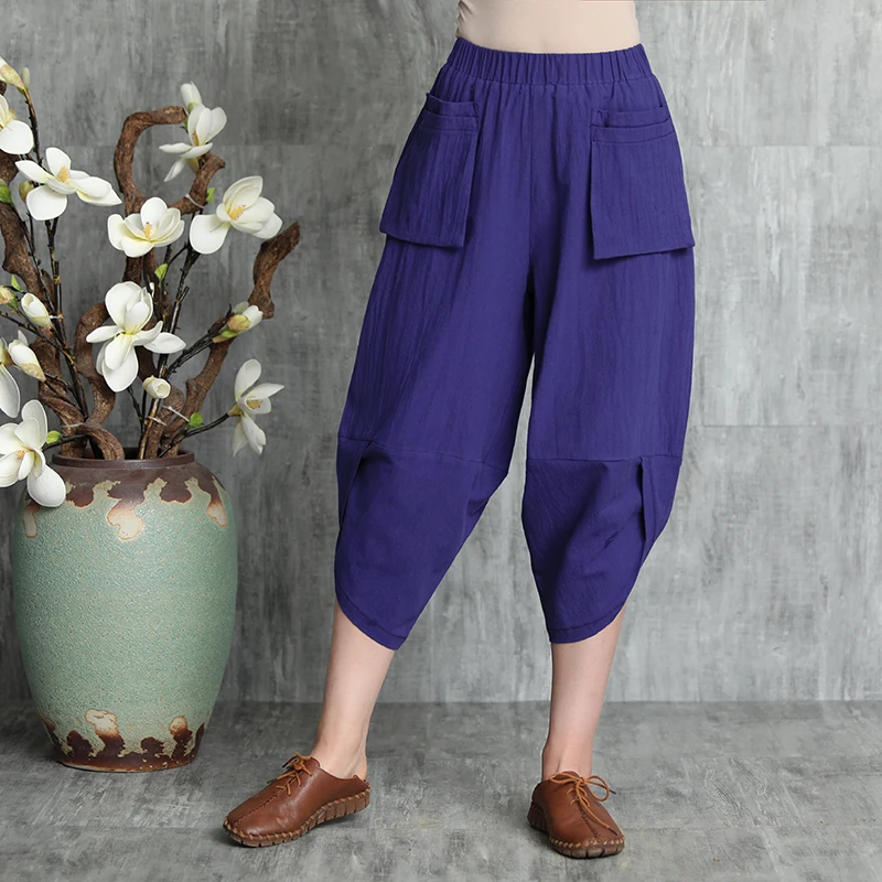 Unisex Summer Linen Shorts New High Elastic Waist Minimalism Vintage Literary Casual Women Short Pants Japanese Hip Hop Styles