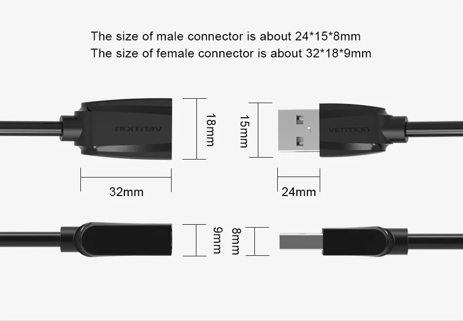 Vention USB 2,0 Выдвижная кабель мужчин и женщин провода расширение передачи данных для настольных компьютеров мобильные телефоны