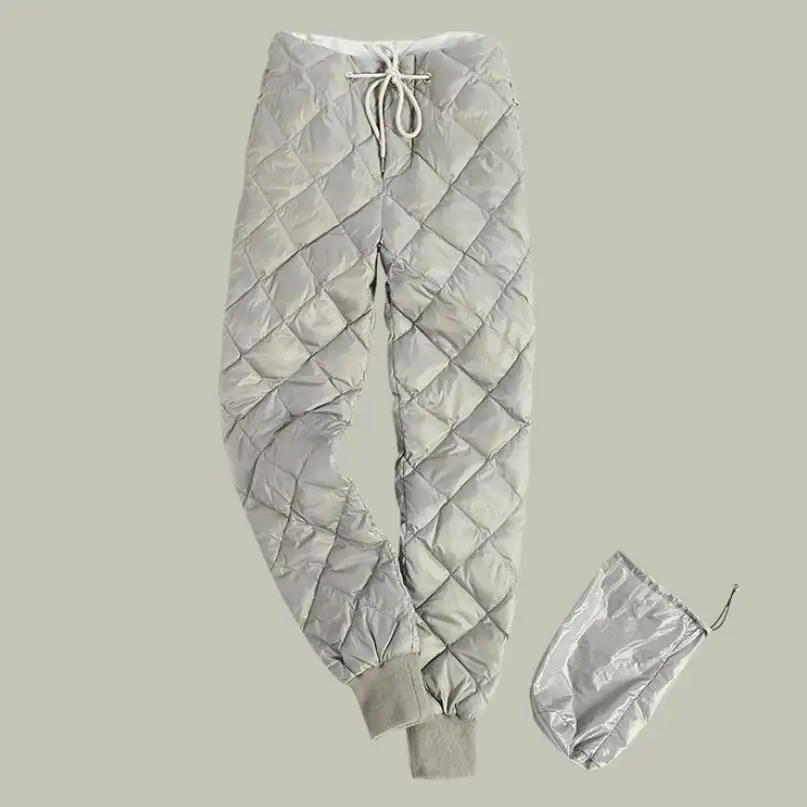 Women White duck down pants 2019 winter new fashion warm high waist trousers solid big size loose casual style gx1628 | Женская одежда