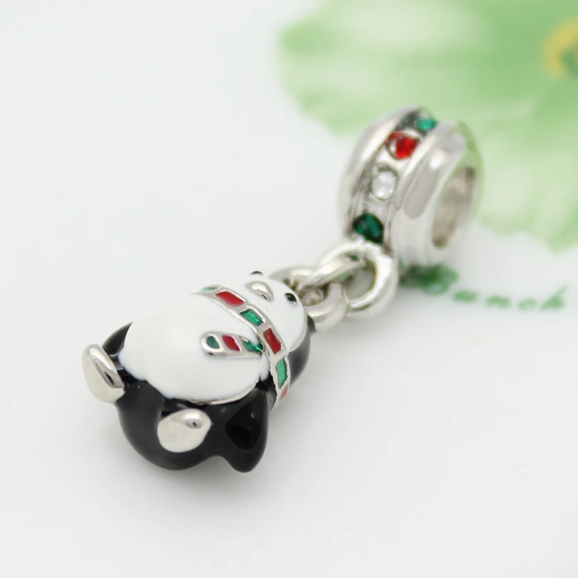 Christmas Penguin with Scarf Charms Lucky Animal Colorful CZ Bead fit Pandora Bracelets | Украшения и аксессуары