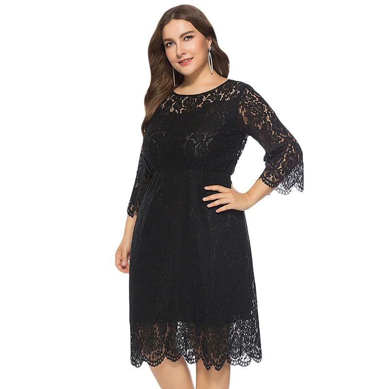 PlusMiss размера плюс 6XL 5XL 4XL сексуальный из кружев кроше с элегантные Платья для