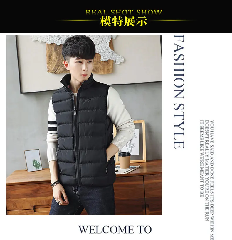 Men's Winter Vest Plus Size Cotton-Padded Thicken Waistcoat Windbreak Outwear Sleeveless Motorcycle Jacket Outdoors Vests 1397