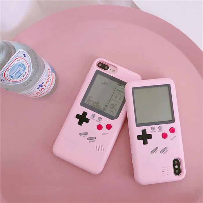 Розовый цвет дисплей Gameboy Мягкий силиконовый чехол для зарядного устройства для телефона Gameboy чехол для iPhone 6 6S 7 8 Plus X Classic