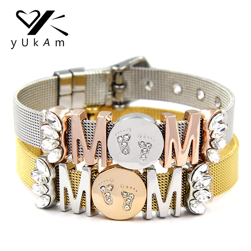 Браслеты YUKAM Keeper Best Mom Baby Feet Sunburst Slide браслеты из нержавеющей стали в виде сетки