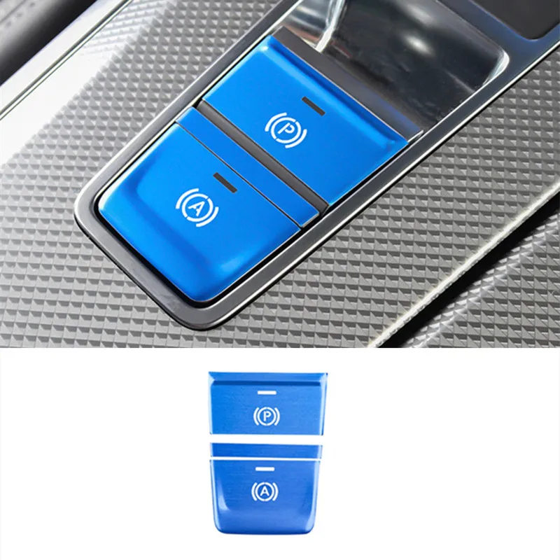 Blue 3 pieces P кнопки электронный ручной тормоз блёстки украшение крышка отделка для Audi A6 C8 алюминиевый сплав аксессуары для салона автомобиля - Название цвета: Blue 3 pieces