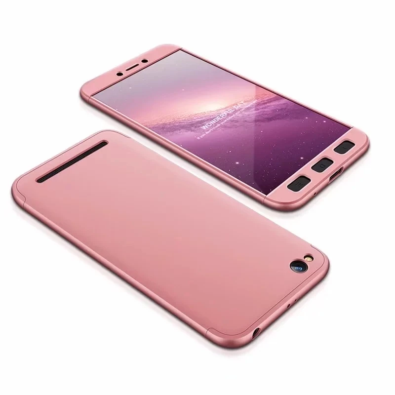 Rose Gold Redmi 5A ударопрочный защитный корпус на 360 градусов для Xiaomi 5A Redmi Роскошный Жесткий пластиковый тонкий Чехол-бампер для Redmi 5 A 5,0" - Цвет: Rose Gold