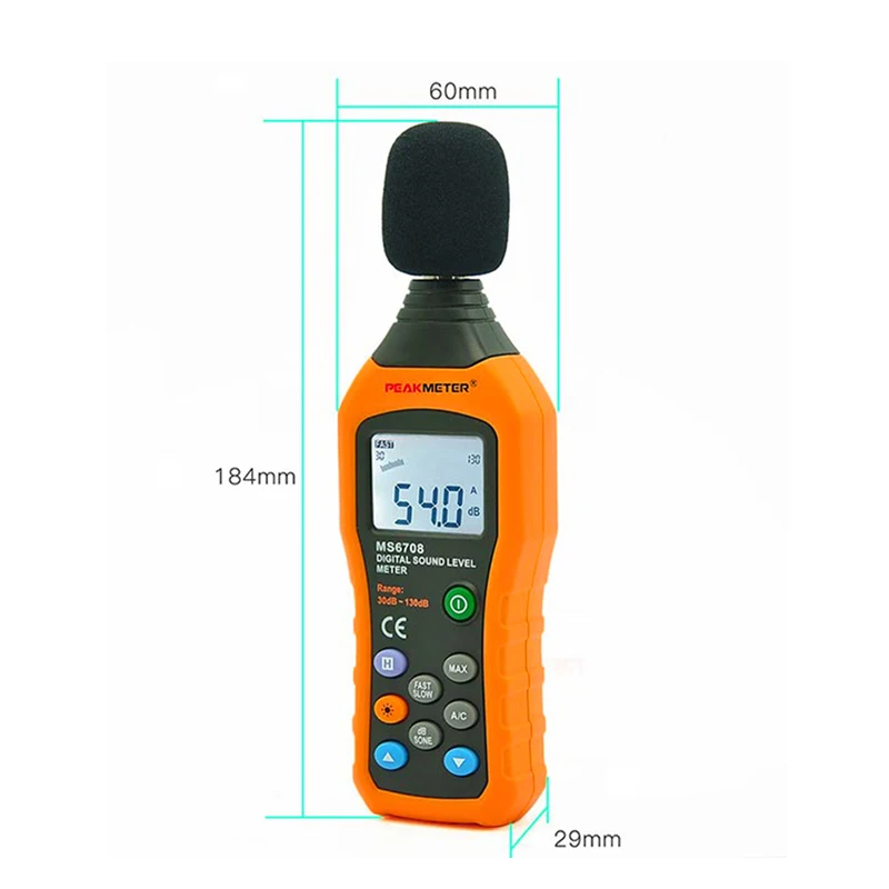 PEAKMETER PM6708 30 дБ ~ 130 ЖК цифровой дисплей аудио децибел измеритель шума