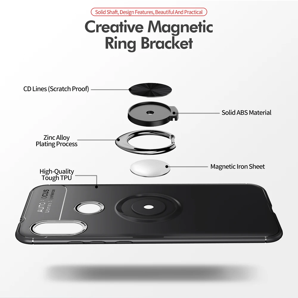 360 магнитное кольцо кронштейн чехол для Xiaomi Mi A2 Lite CC9 9 9T Мягкий ТПУ силиконовый