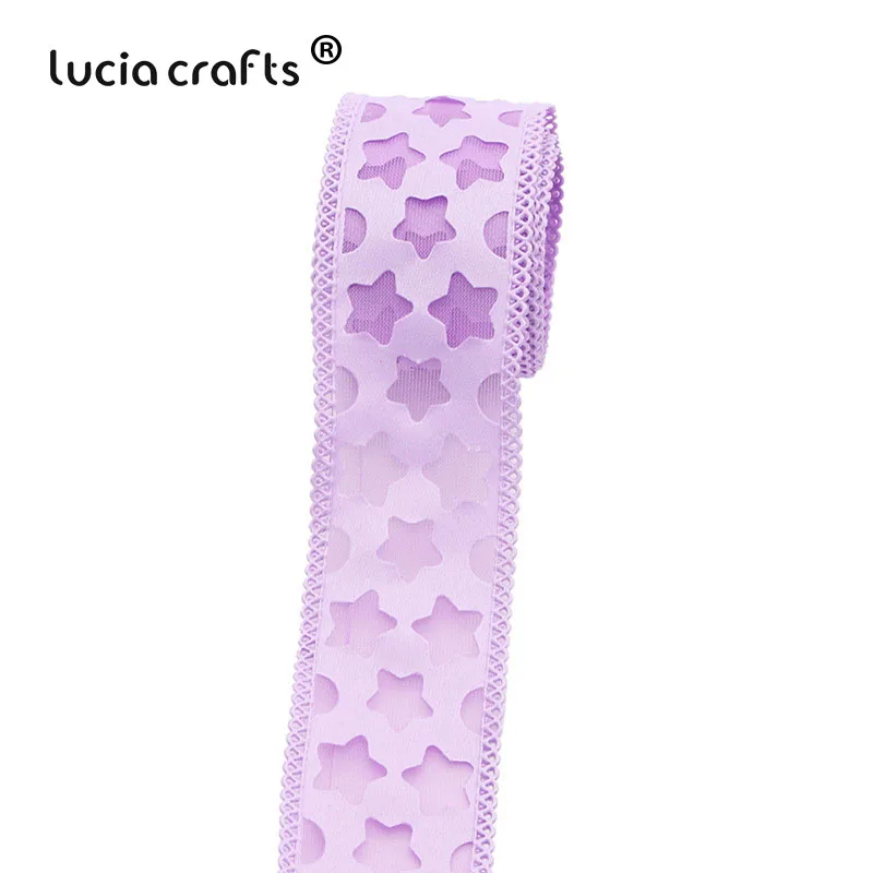 Lucia crafts 5y/6y 40 мм Звездные ленты из органзы для свадебного домашнего декора DIY шитье подарочная упаковка аксессуары ручной работы P0707 - Цвет: C6 Purple 5y