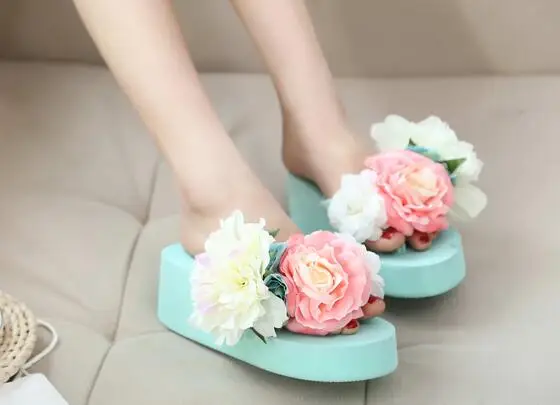 HAHAFLOWER/Новинка летняя пляжная обувь с розами модные женские шлепанцы цветами