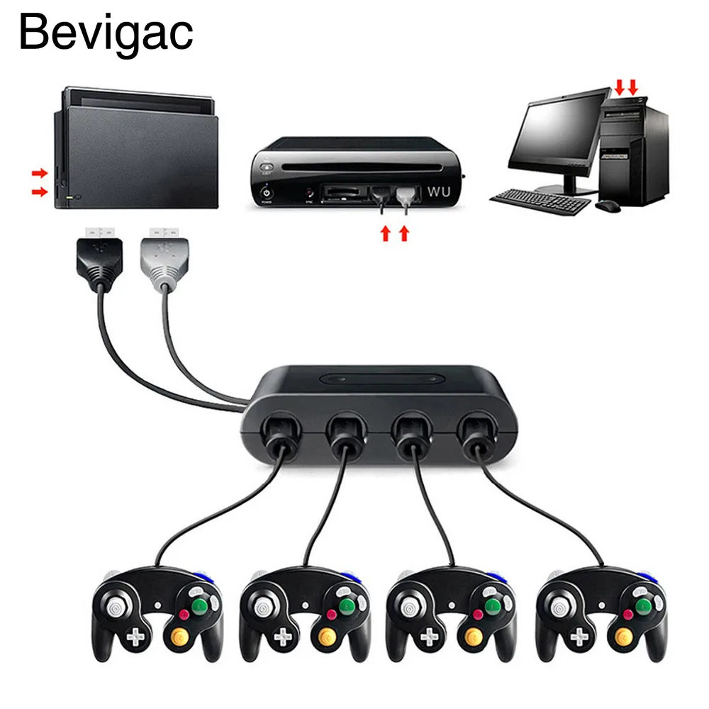 Bevigac 4 порта usb адаптер конвертер для геймпада с турбо домашними кнопками Nintendo Switch