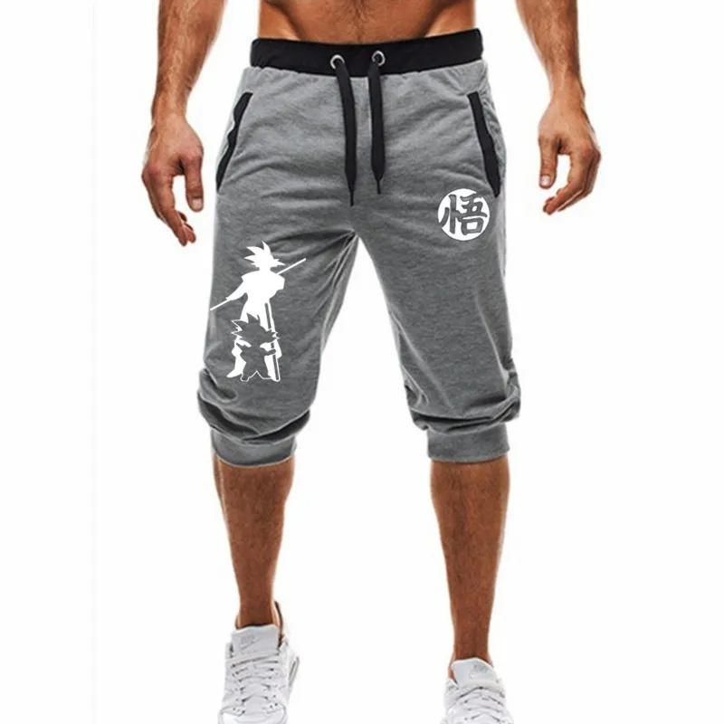 1 gray Summer Лето мужские Шорты повседневные шорты Мода Dragon Ball Гоку печать спортивные штаны Фитнес короткие Jogger мужская одежда - Цвет: 1 gray