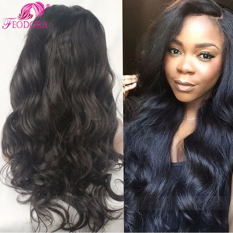 Естественная Волна Полное Кружева Парики Человеческих Волос Девы 4x4 Шелк база