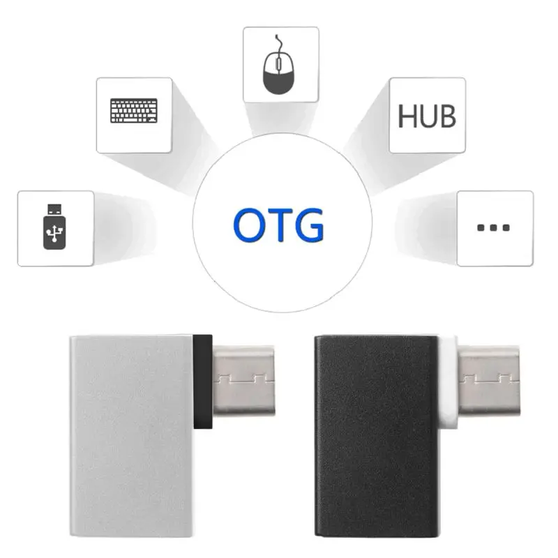 

OOTDTY Portable Aluminum 90 Degree USB3.1 Type C To USB 3.0 Female Data OTG Converter For Macbook Android Phone Hard Disk Drive