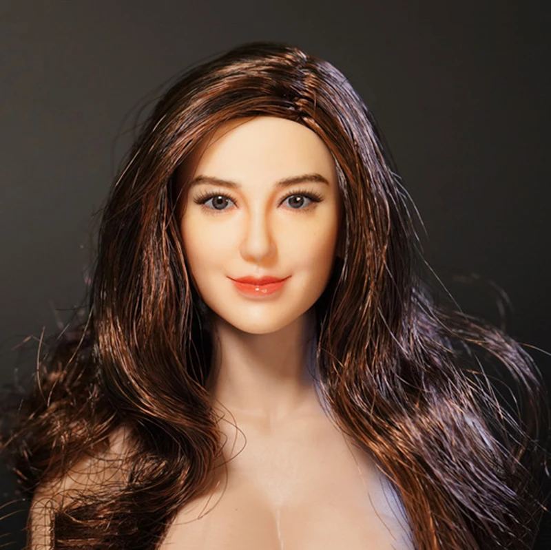 Масштаб 1/6 женская голова Лепка азиатская красота Angelababy lack прямые/коричневые