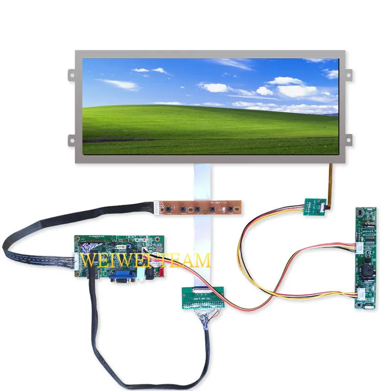 12.3'' 1920x720 IPS LCD Display Stretched Bar Ultra Wide Panel Car Automotive Screen High Brightness  VGA LVDS Controller
