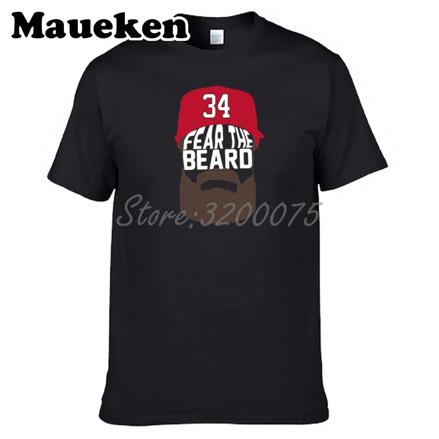 Мужская футболка Bryce Harper 34 Washington Fear the Beard одежда для национальных фанатов подарок