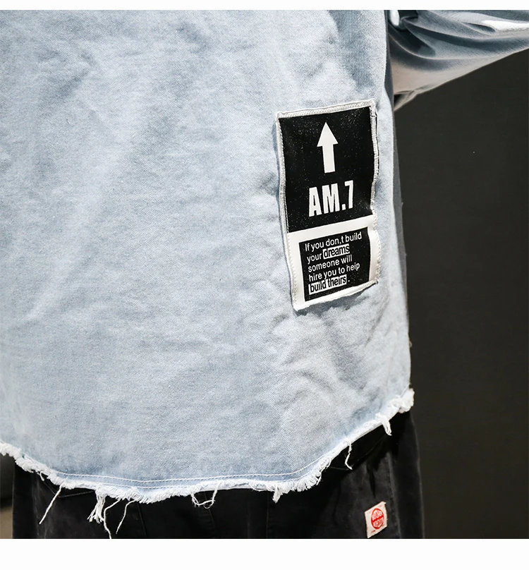 Фирменная Новинка jaqueta masculina, осенние свободные джинсовые куртки размера плюс, мужская повседневная джинсовая куртка с длинным рукавом в стиле пэчворк, ветровка