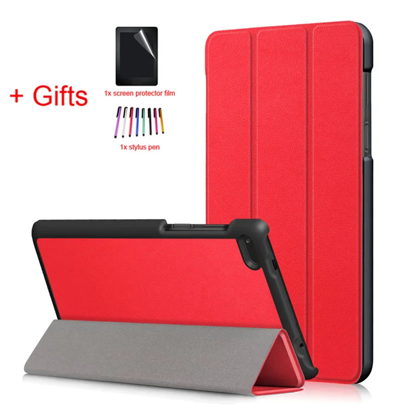 Red Магнитный чехол для lenovo Tab 7, TB-7304F 7304I, 7304x7 дюймов, планшет из искусственной кожи, защитный чехол+ пленка+ ручка - Цвет: Red