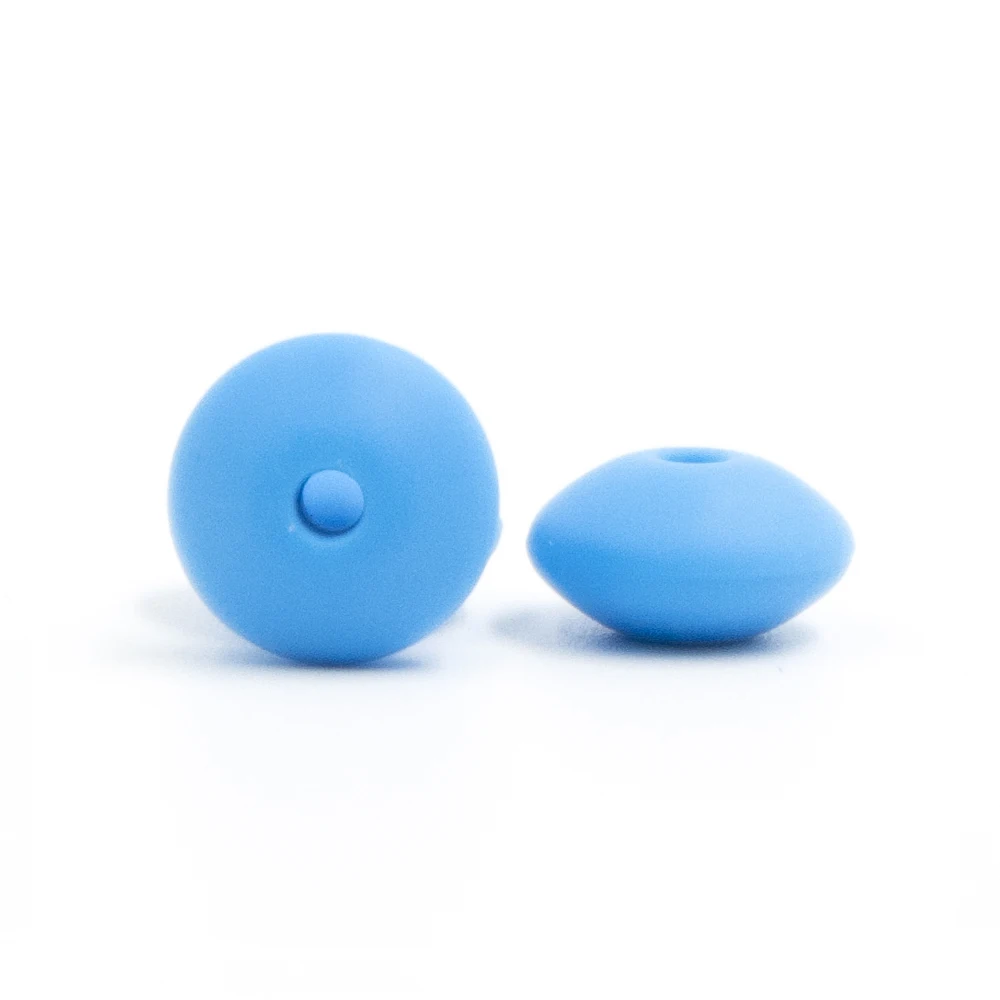 Sky Blue 50 шт. жемчужные силиконовые бусины в форме чечевицы 12 мм BPA Бесплатный Детский Прорезыватель зубов Ожерелье-Прорезыватель Браслет DIY очаровательные свободные бусины игрушки для кормления - Цвет: Sky Blue