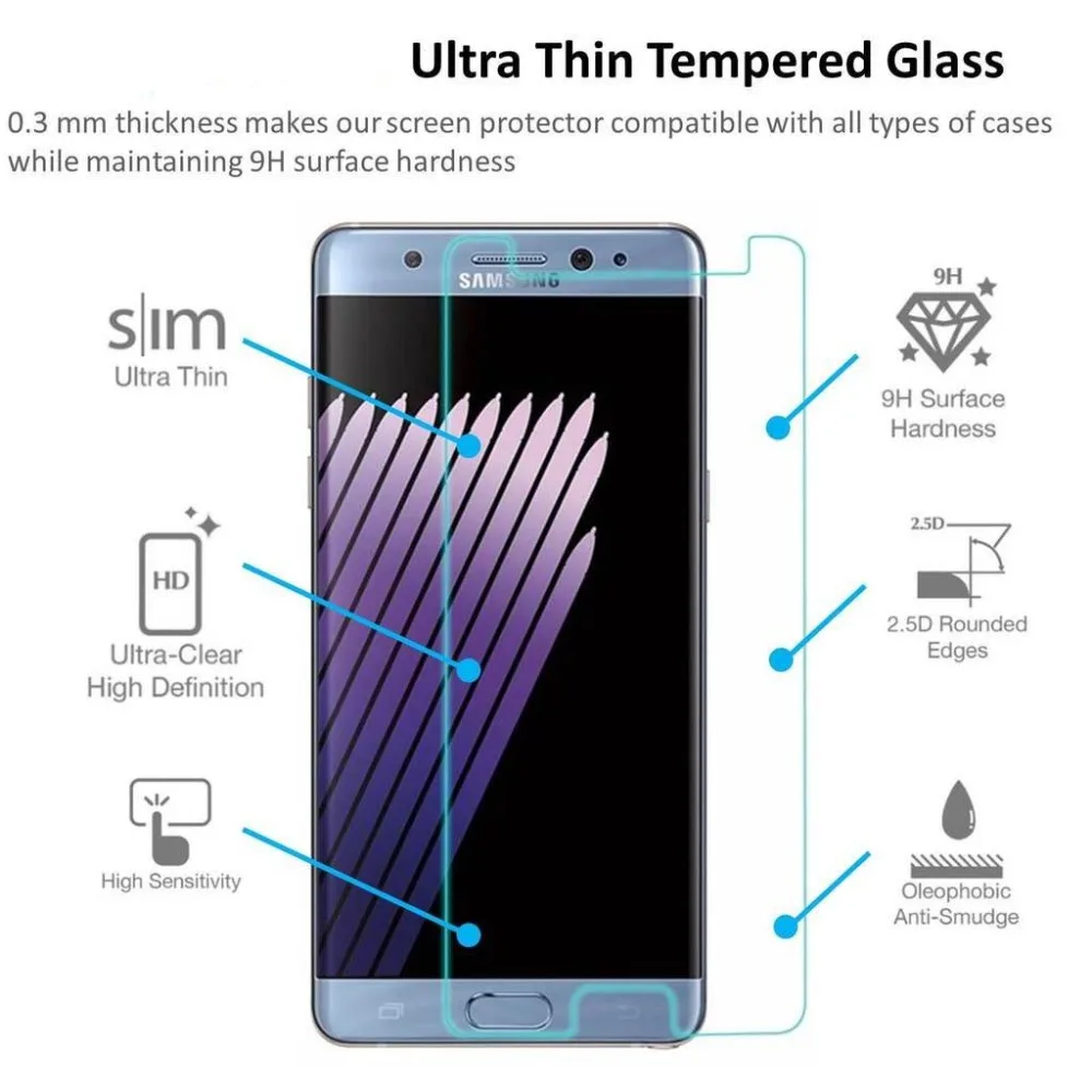 9H HD Tempered Glasses for Samsung Galaxy Note 7 Glass Screen Protector Ultra Clear Scratch Resistant | Мобильные телефоны и