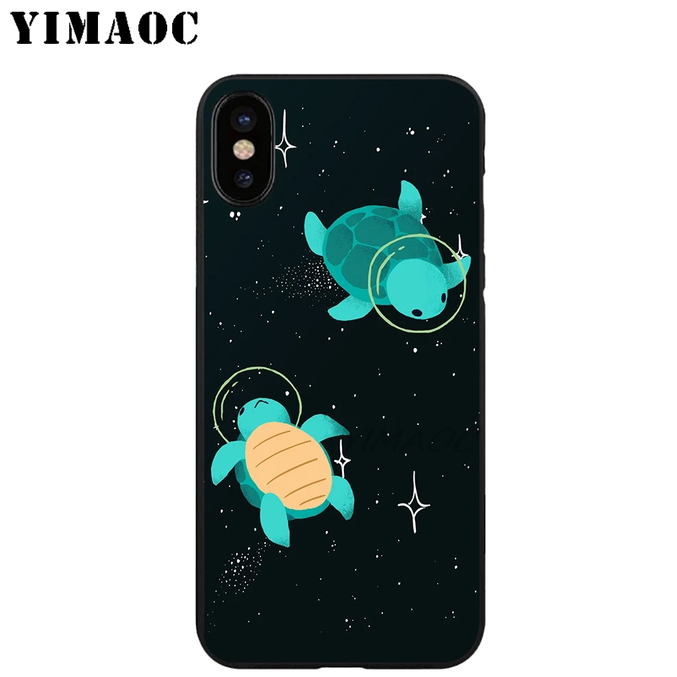 YIMAOC космический черепаха животных Мягкий ТПУ Черный силиконовый чехол для iPhone X