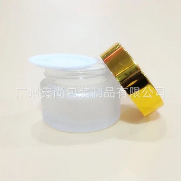 20 г прозрачная стеклянная банка для крема с блестящей Золотая алюминиевая