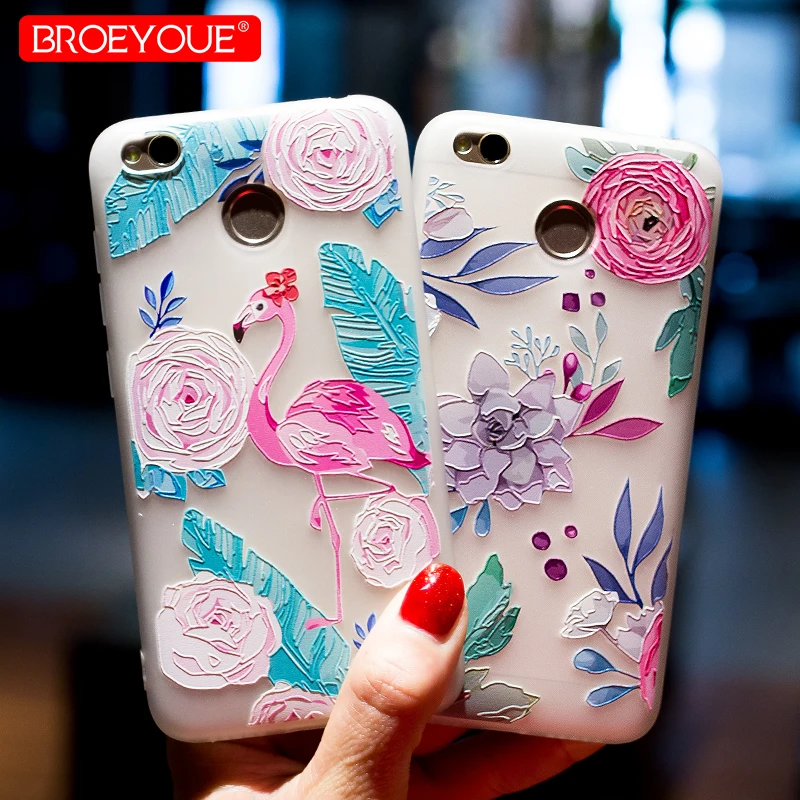 Phone Case For Xiaomi Redmi 4X 4A Note 5A 3D Relief 5X A1 TPU Silicone Flowers Cell Cases |