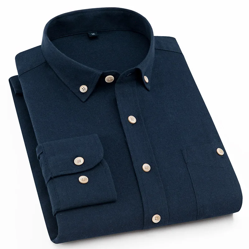Однотонная мужская рубашка с длинным рукавом повседневная облегающая