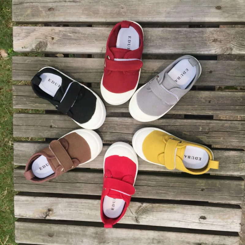 Baby Canvas Shoes Girls Kids Solid Color Children Flats Moccasins Boys Tenis Infantil Hook Loop Toddler | Детская одежда и обувь
