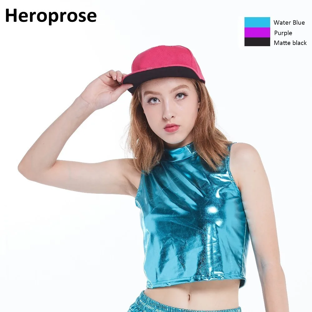 Женская майка Heroprose для танцев в стиле хип-хоп укороченный топ с высоким воротом