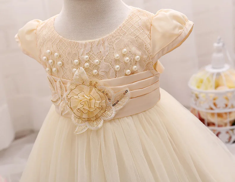 Кружевные платья для маленьких девочек с цветами Одежда новорожденных милое