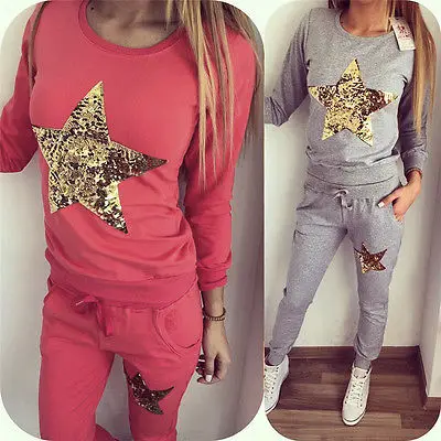 Женский зимний костюм из 2 предметов толстовка с капюшоном и брюки блестками