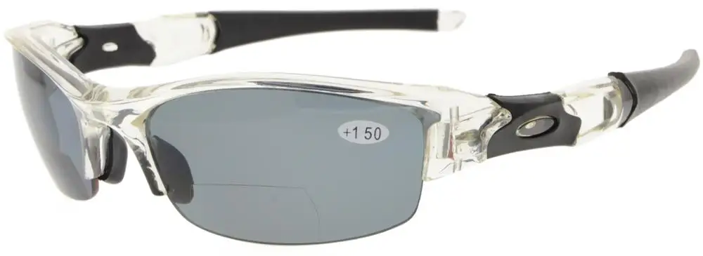 TH6166PGSG Eyekepper TR90 небьющиеся спортивные поликарбонатные полудрагоценные поляризационные бифокальные Солнцезащитные очки для чтения - Цвет оправы: Clear Frame