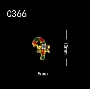 C366 10 шт./лот Рождественская елка шляпа снеговик Санта Клаус украшения для ногтей сплав Металл DIY 3D аксессуары из стразов - Цвет: C366