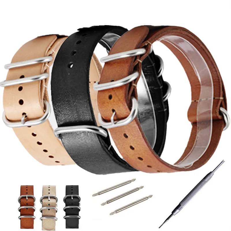 Ремешок для часов в стиле милитари Zulu из натуральной кожи 18 20 22 24 мм|watch strap|watch strap