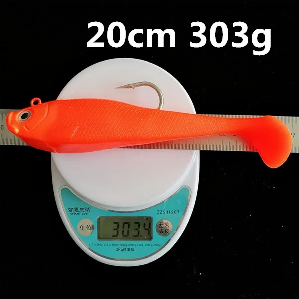 Силиконовые мягкие приманки Swolfy, 303 г, 20 см, свинцовые приманки для рыбалки с одной головкой, искусственные приманки, мягкие приманки, рыболовные снасти - Цвет: red 5012