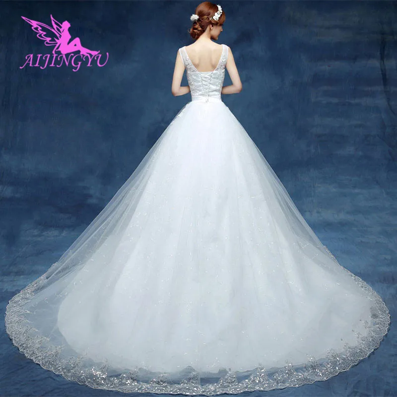 

AIJINGYU 2021 floor length Customized new hot selling cheap ball gown lace up back formal bride dresses wedding dress WK515