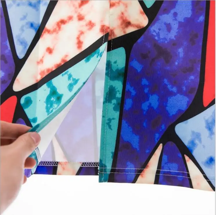 Ретро цветной сшитый принт карандаш с высокой талией юбки винтажный Элегантный