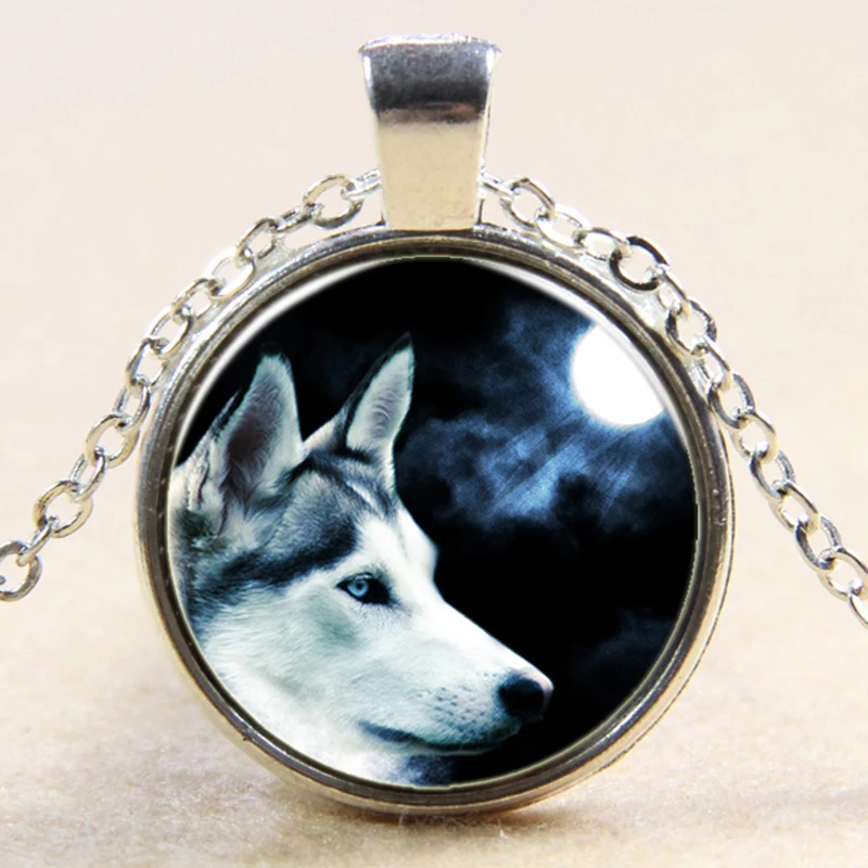 Модное 9 Стильное ожерелье с подвеской Волчья Луна винтажный стеклянный кабошон